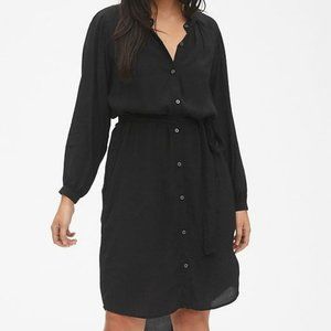 GAP Long Sleeve Pleated Tie Waist Shirt Dress Size Large Tall